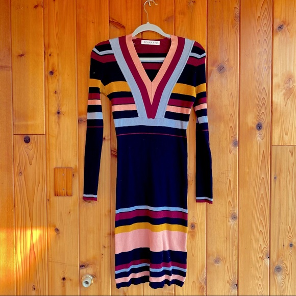 Regina Pyo Dresses & Skirts - Stretch bodycon striped black sweater dress